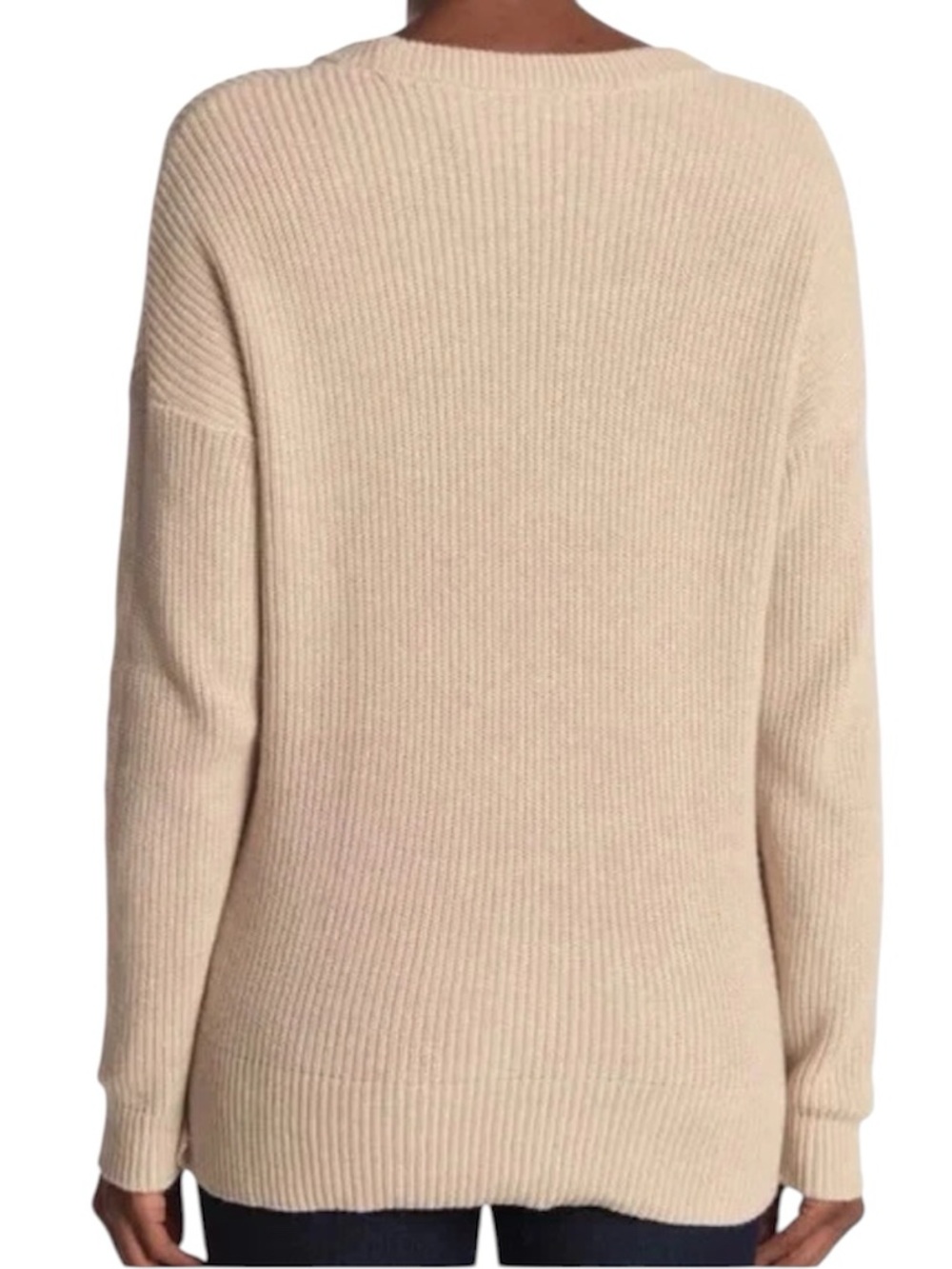 Madewell Neutral Beige Ribbed Thompson Pocket Crew Neck Sweater Minimalist - Picture 3 of 10